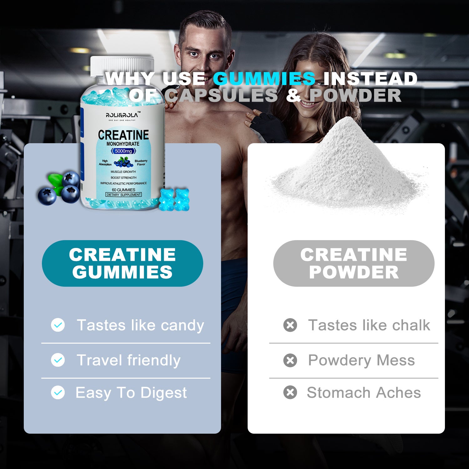 High Strength Creatine Monohydrate Gummies, Blueberry